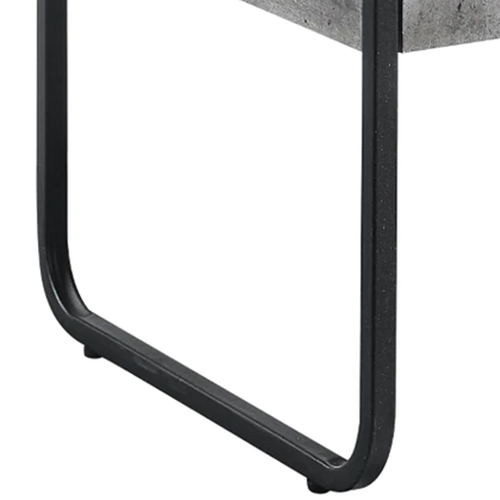 Ish 22 Inch Modern Wood End Table, 1 Drawer, Metal Handles, Gray , Black - View 5
