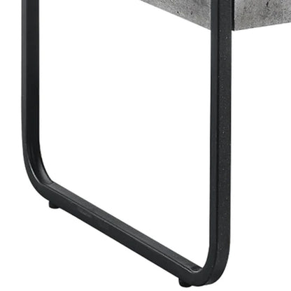 Ish 22 Inch Modern Wood End Table, 1 Drawer, Metal Handles, Gray , Black - View 5