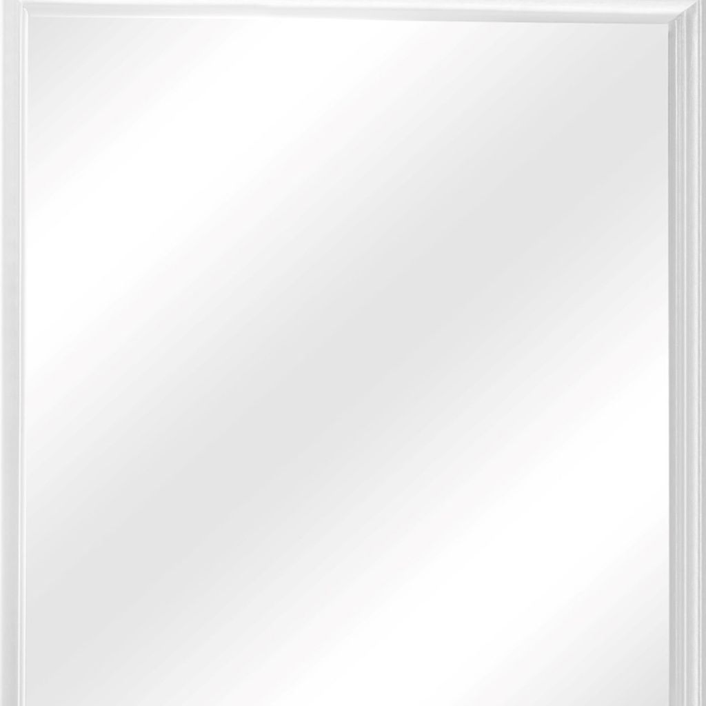 Square Molded Wooden Frame Dresser Mirror, White and Silver - View 5
