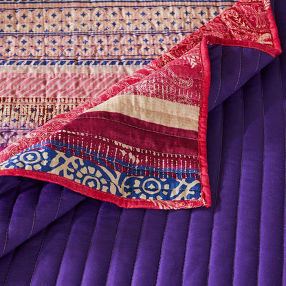 Dora 3 Piece Bohemian Full Quilt Set, Medallion, Paisley, Pink, Blue - View 4