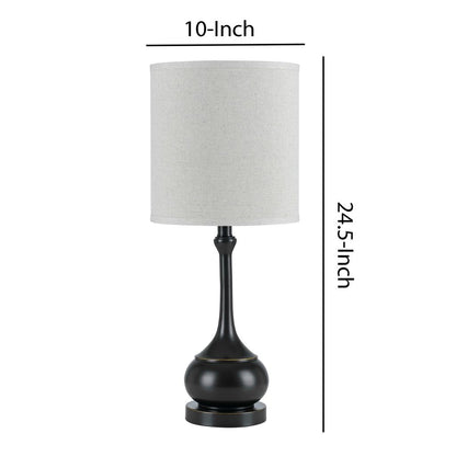 Elongated Bellied Shape Metal Accent Lamp with Drum Shade, Black - View 6