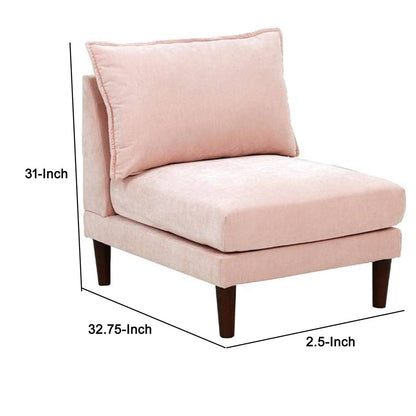 Rio 33 Inch Modular Armless Sofa Chair, Lumbar Cushion, Blush Pink - View 6