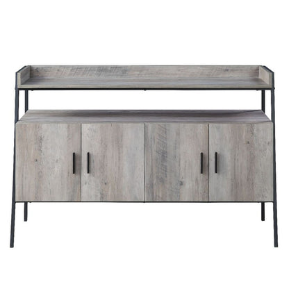 TV Stand with 2 Double Door Cabinet and Tubular Frame, Oak Gray - View 3