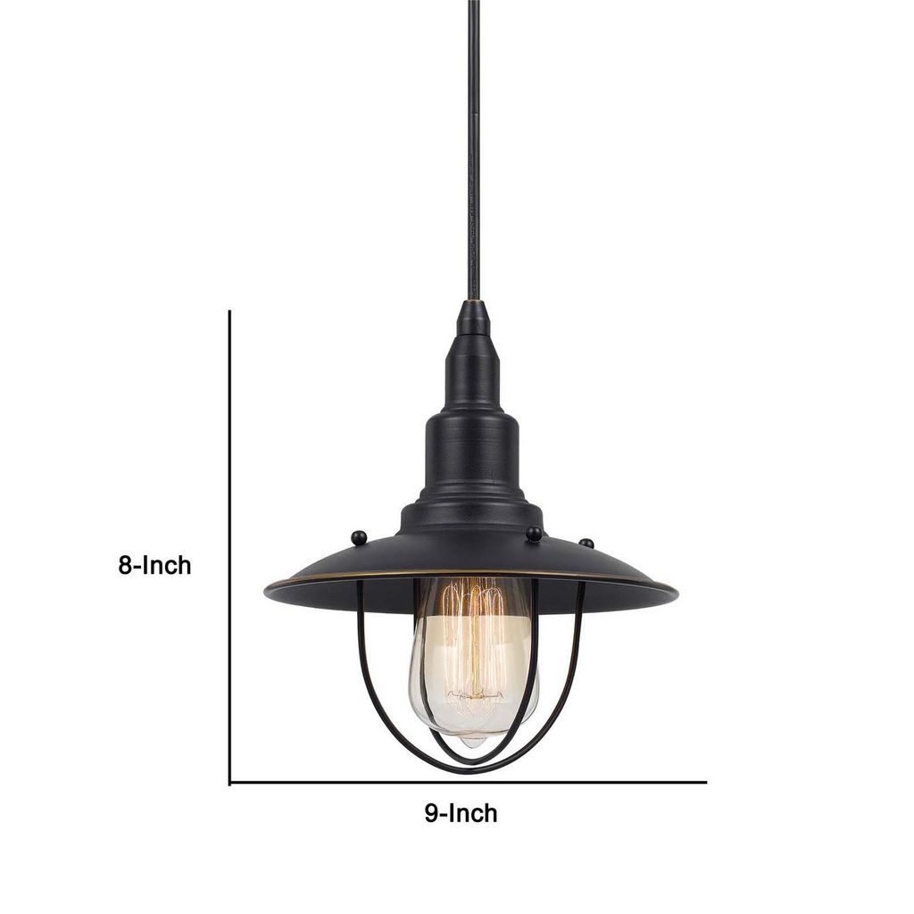 Oma 8 Inch Modern Pendant Light, Industrial Style, Dark Bronze Metal Frame - View 5
