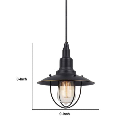 Oma 8 Inch Modern Pendant Light, Industrial Style, Dark Bronze Metal Frame - View 5