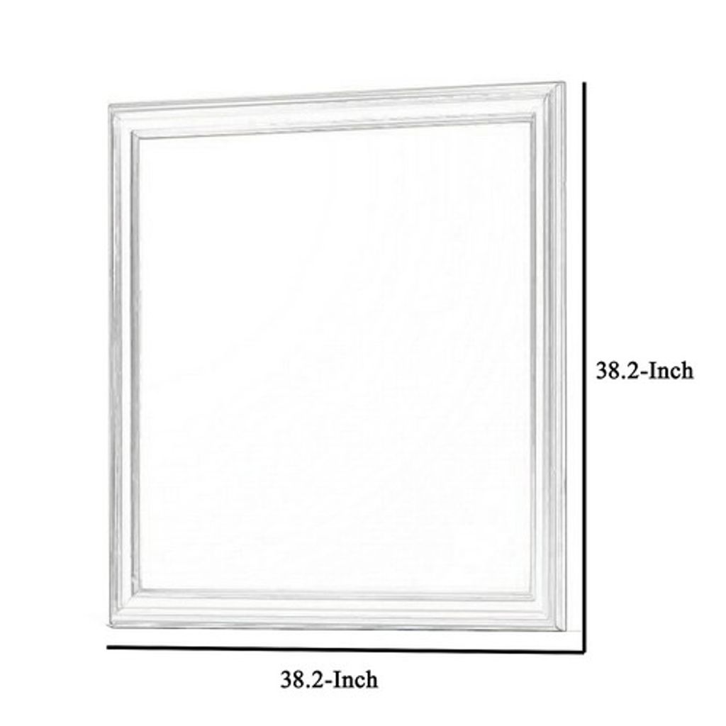 Square Molded Wooden Frame Dresser Mirror, Antique Silver - View 6