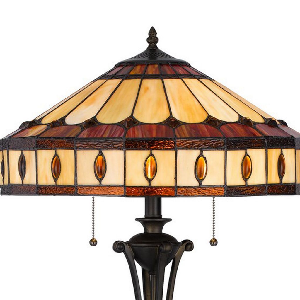 Xia 61 Inch Tiffany Style Vintage Floor Lamp, Glass Shade, Antique Bronze - View 2