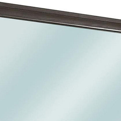 Mirror with Wooden Frame and Molded Detail, Dark Gray - View 4