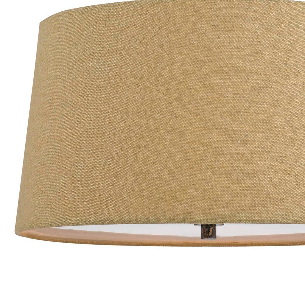 3 Bulb Pendent with Round Burlap Shade and Metal Frame, Beige - View 4