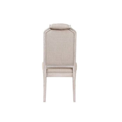 Side Chair with Tapered Legs and Button Tufted Back, Set of 2, Beige - View 5
