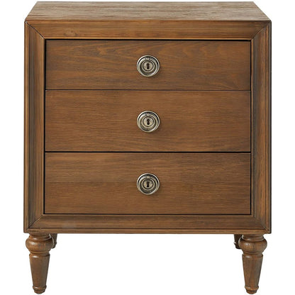 Traditional Style 3 Drawers Wood Nightstand By Inverness, Brown - View 2