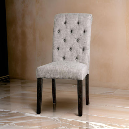 Side Chair with Button Tufted Backrest, Set of 2, Gray - View 7