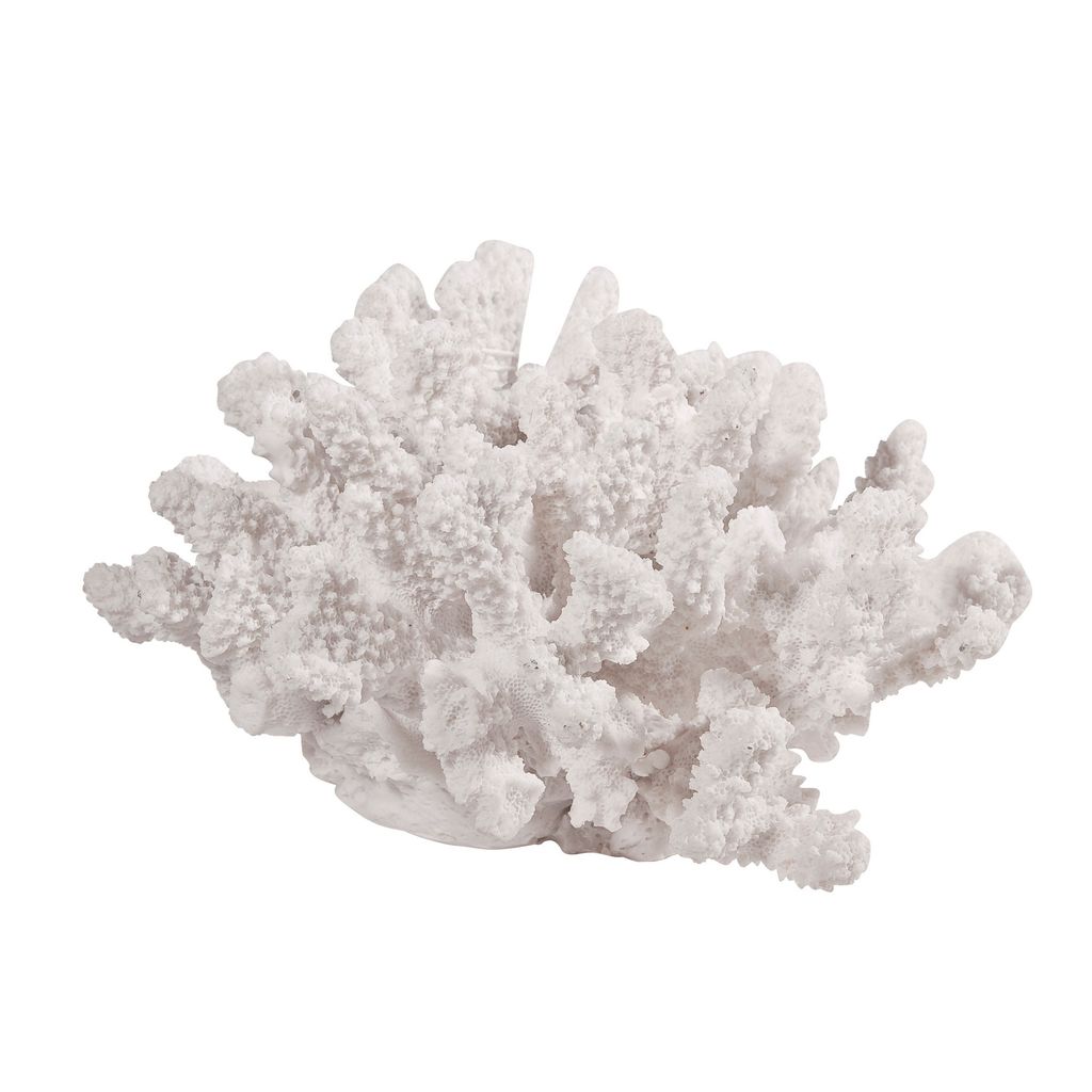 Lily 9 Inch Faux Coral Accent Sculpture, Polyresin Table Decoration, White