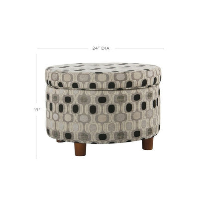 Wooden Ottoman with Geometric Patterned Fabric Upholstery and Hidden Storage, Multicolor - View 6