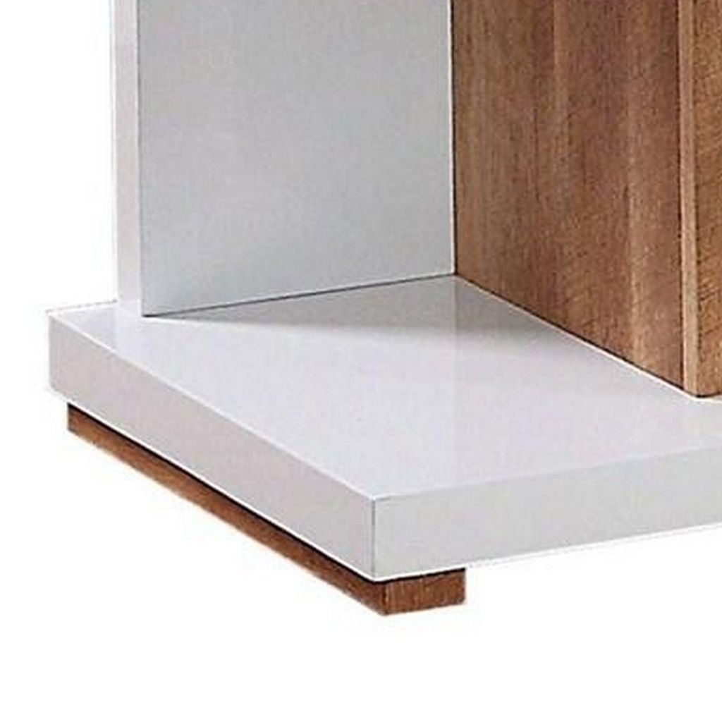 End Table with Open Bottom Parted Shelf, White and Brown - View 5