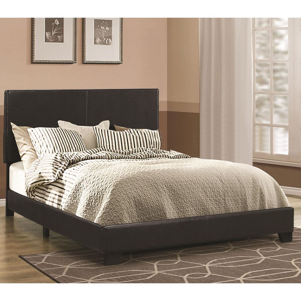 Leather Upholstered Platform Bed – Black