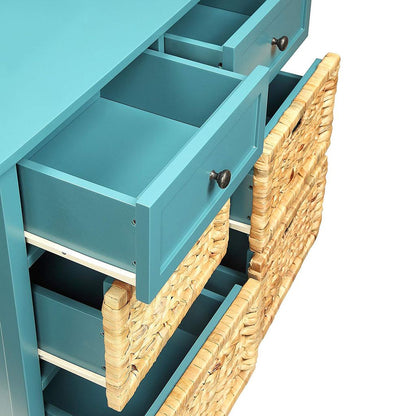 Flavius Console Table With 6 Drawers, Blue - View 3