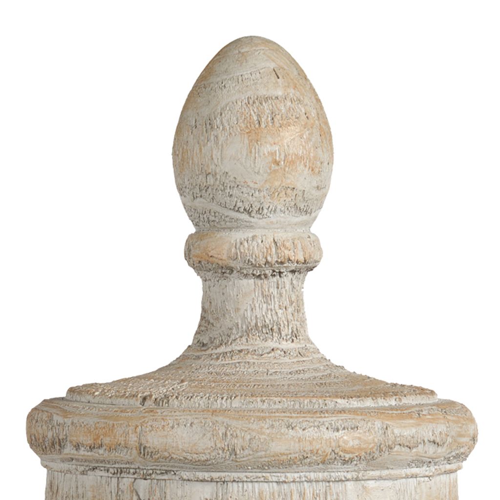 22 Inch Classical Accent Decor Statuette, Turned Finial Design, Off White - View 3