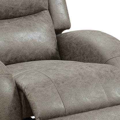 40 Inch Vegan Faux Leather Power Recliner with USB Port, Stone Gray - View 3
