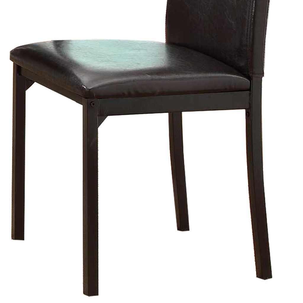 Leatherette Upholstered Counter Height Metal Frame Side Chair, Dark Brown (Set of 4) - View 4