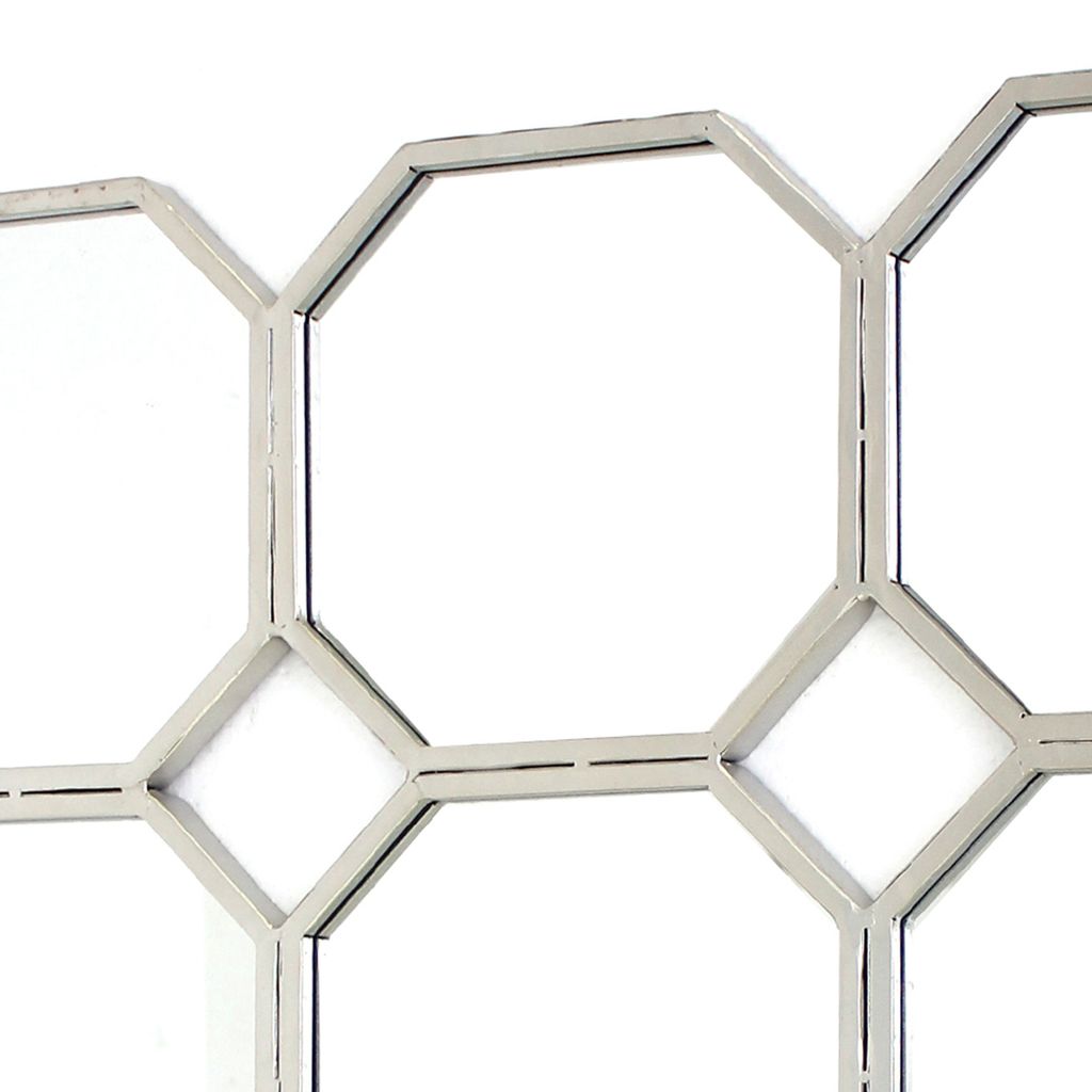 Metal Wall Mirror with Nine Connected Octagonal Mirror Shapes, Silver - View 4