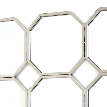 Metal Wall Mirror with Nine Connected Octagonal Mirror Shapes, Silver - View 4