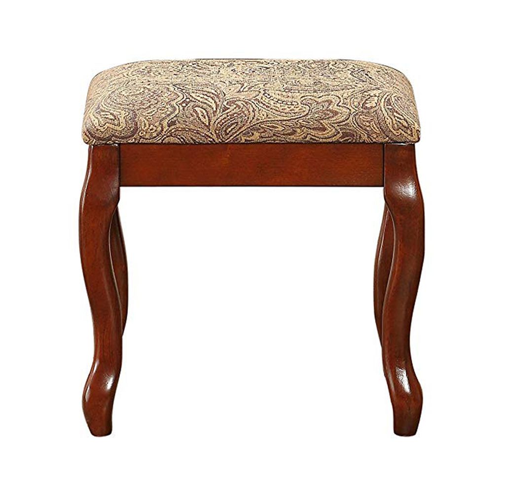 Cherub Vanity Set Featuring Stool and Flip-Up Mirror Cherry Brown - View 3