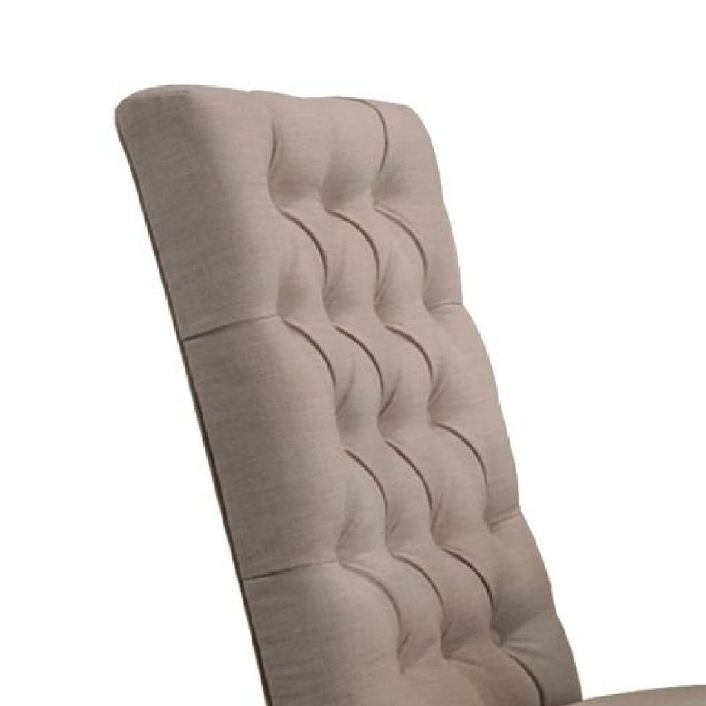 Wooden Dining Side Chair with Button Tufted Back, Set of 2, Tan Brown and Black - View 4