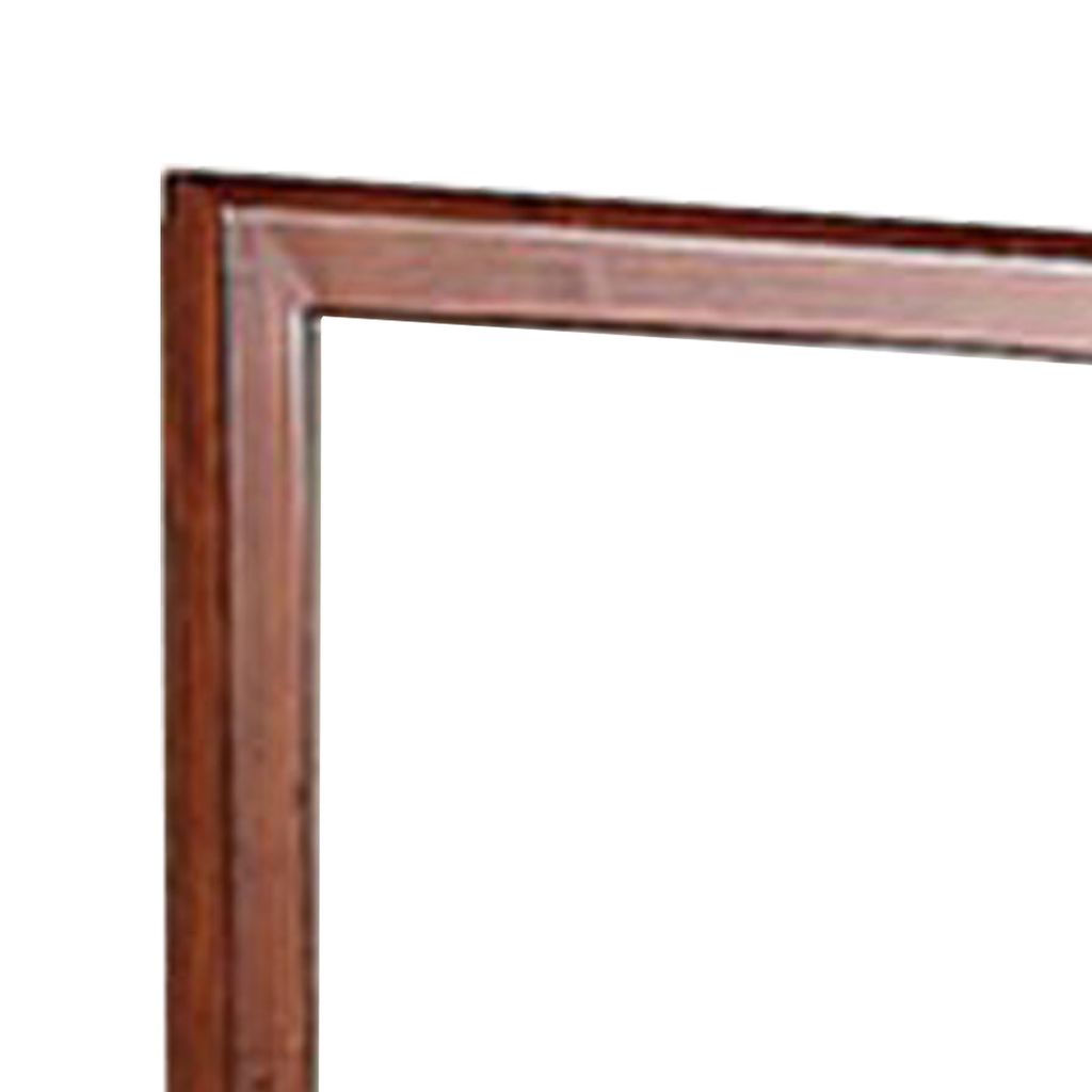 36 Inches Rectangular Wood Encased Mirror, Brown - View 4