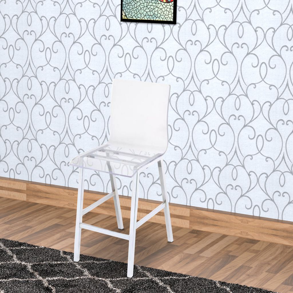 Counter Height Dining Chair Clear Acrylic, Chrome, Set of 2 - View 7