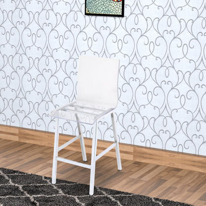 Counter Height Dining Chair Clear Acrylic, Chrome, Set of 2 - View 7