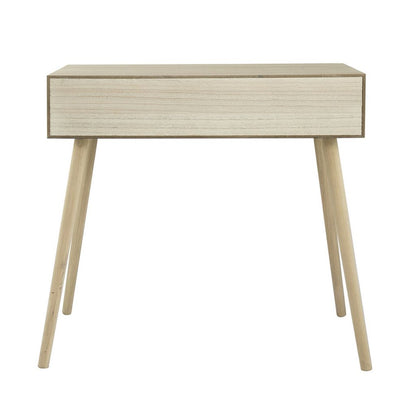 Pia 32 Inch Wood Console Table, 2 Drawers, Woven Rattan, Natural Brown - View 4
