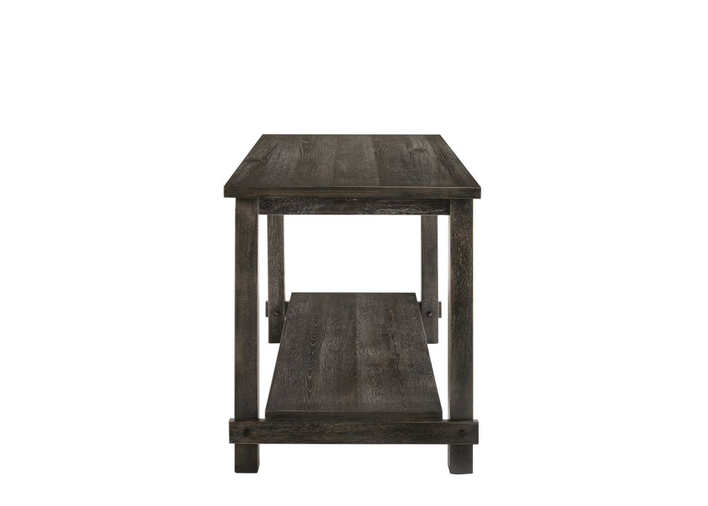 Counter Height Wooden Dining Table with Open Bottom Shelf, Gray - View 3