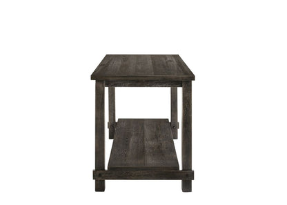 Counter Height Wooden Dining Table with Open Bottom Shelf, Gray - View 3