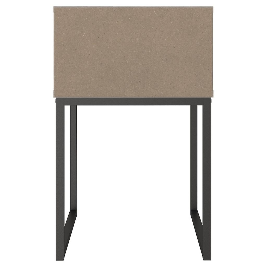 Grace 20 Inch Modern Nightstand, Metal Base, 1 Drawer, Whitewashed Wood - View 4