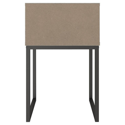 Grace 20 Inch Modern Nightstand, Metal Base, 1 Drawer, Whitewashed Wood - View 4