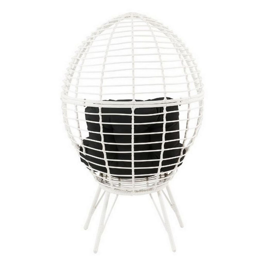 Wicker Patio Lounge Chair with Angled Metal Legs, White - View 4