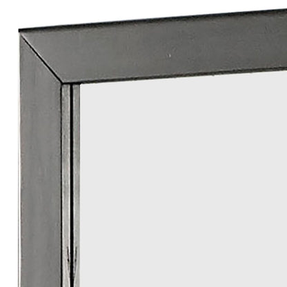 32 Inch Transitional Style Wooden Frame Mirror, Gray - View 4