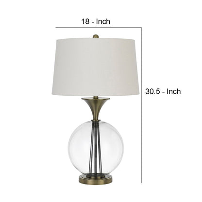 46 Inch Metal And Glass Globe Table Lamp, Dimmer, Brass Finish - View 6