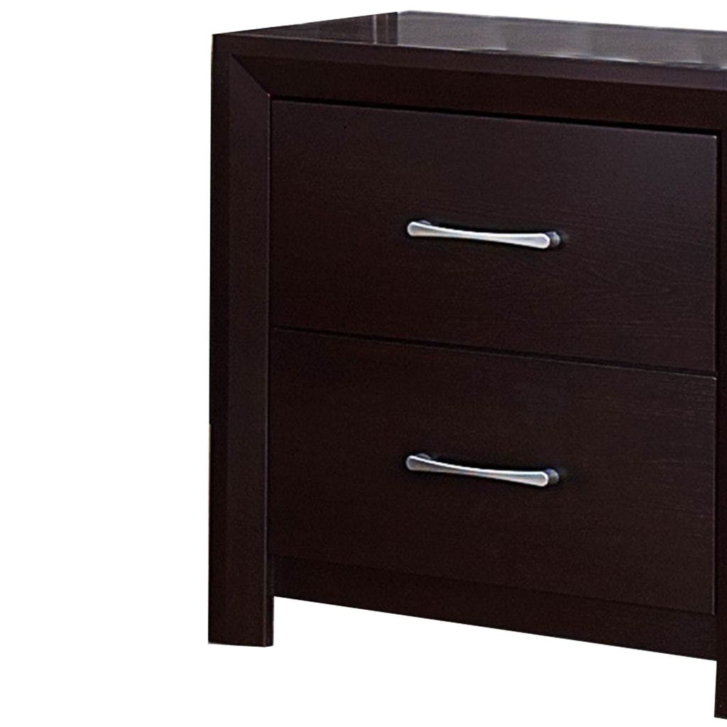 Wooden Night Stand with 2 Drawers Espresso Brown - View 4
