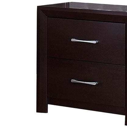 Wooden Night Stand with 2 Drawers Espresso Brown - View 4