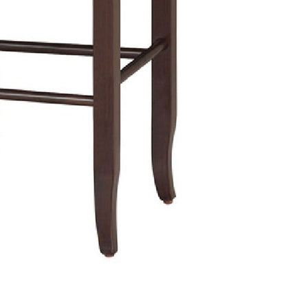 Rush Woven Wooden Frame Barstool with Saber Legs, Beige and Dark Brown - View 3