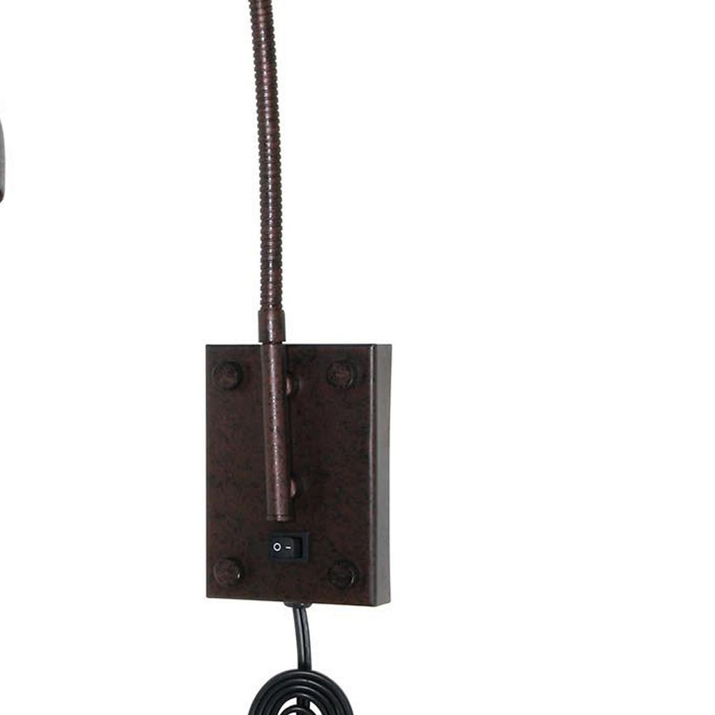 Metal Round Wall Reading Lamp with Plug In Switch, Bronze - View 3