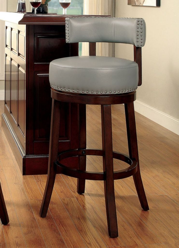 Shirley Contemporary 29" Barstool With pu Cushion, Gray Finish, Set of 2 - View 2