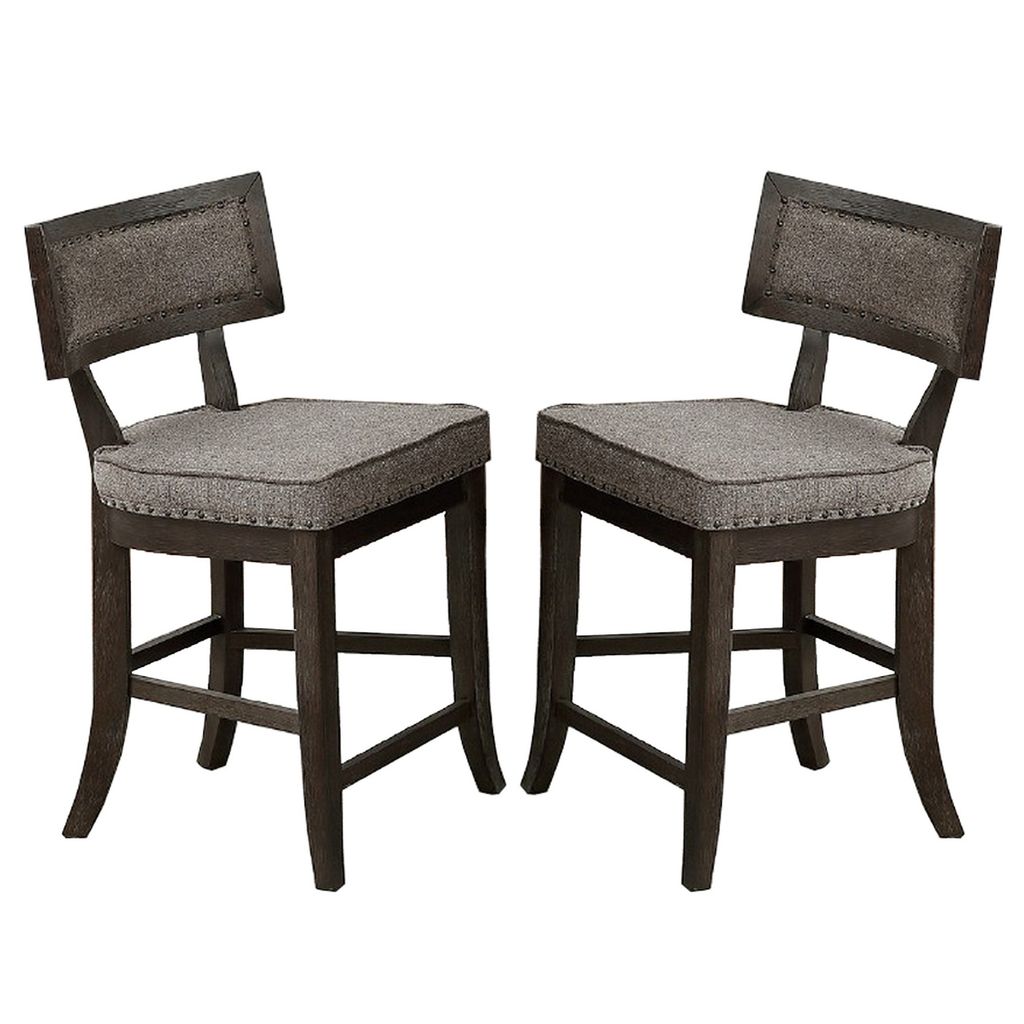 Curved Top Wooden High Chair with Flared Legs, Set of 2, Gray