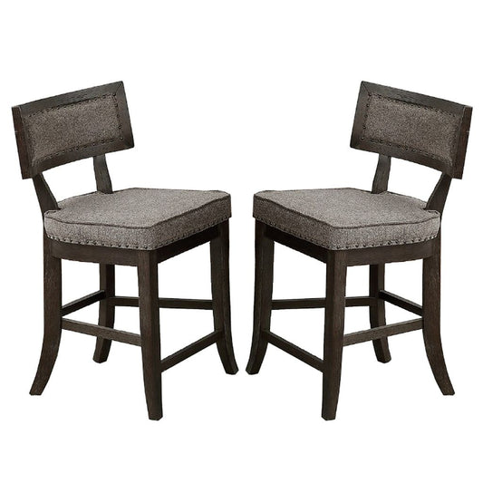 Curved Top Wooden High Chair with Flared Legs, Set of 2, Gray