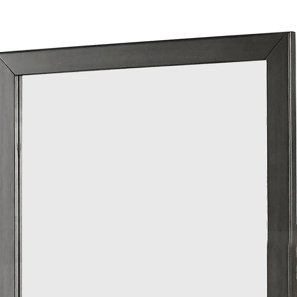 32 Inch Transitional Style Wooden Frame Mirror, Gray - View 2