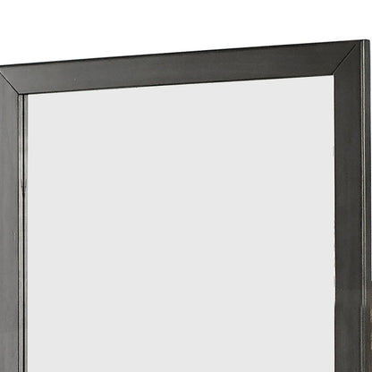 32 Inch Transitional Style Wooden Frame Mirror, Gray - View 2