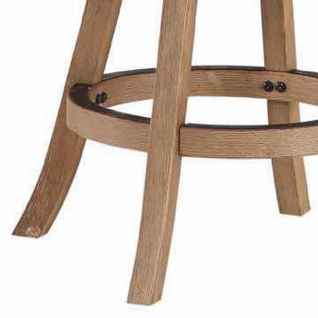 Liam 24 Inch Wood Counter Stool, Swivel Seat, High Density Foam Cushion, Ivory - View 5