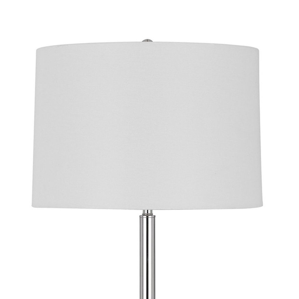 Charlie 61 Inch Modern Floor Lamp, Wood Table, 1 USB, Glossy, White, Brown - View 2
